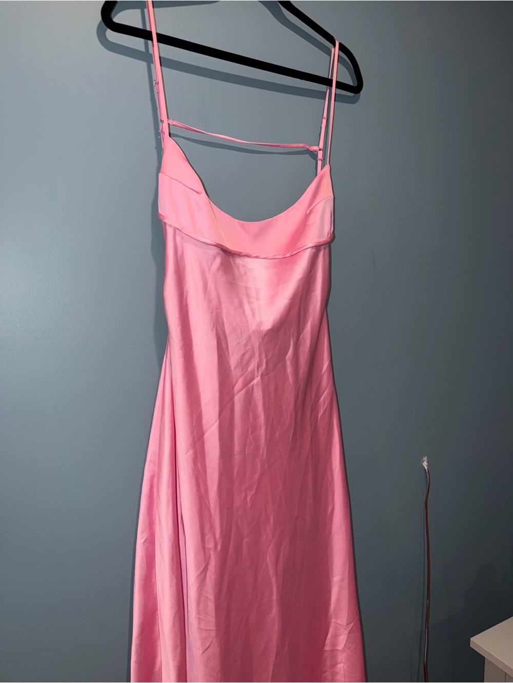 Zara Pink Satin Slip Dress with Spaghetti Straps